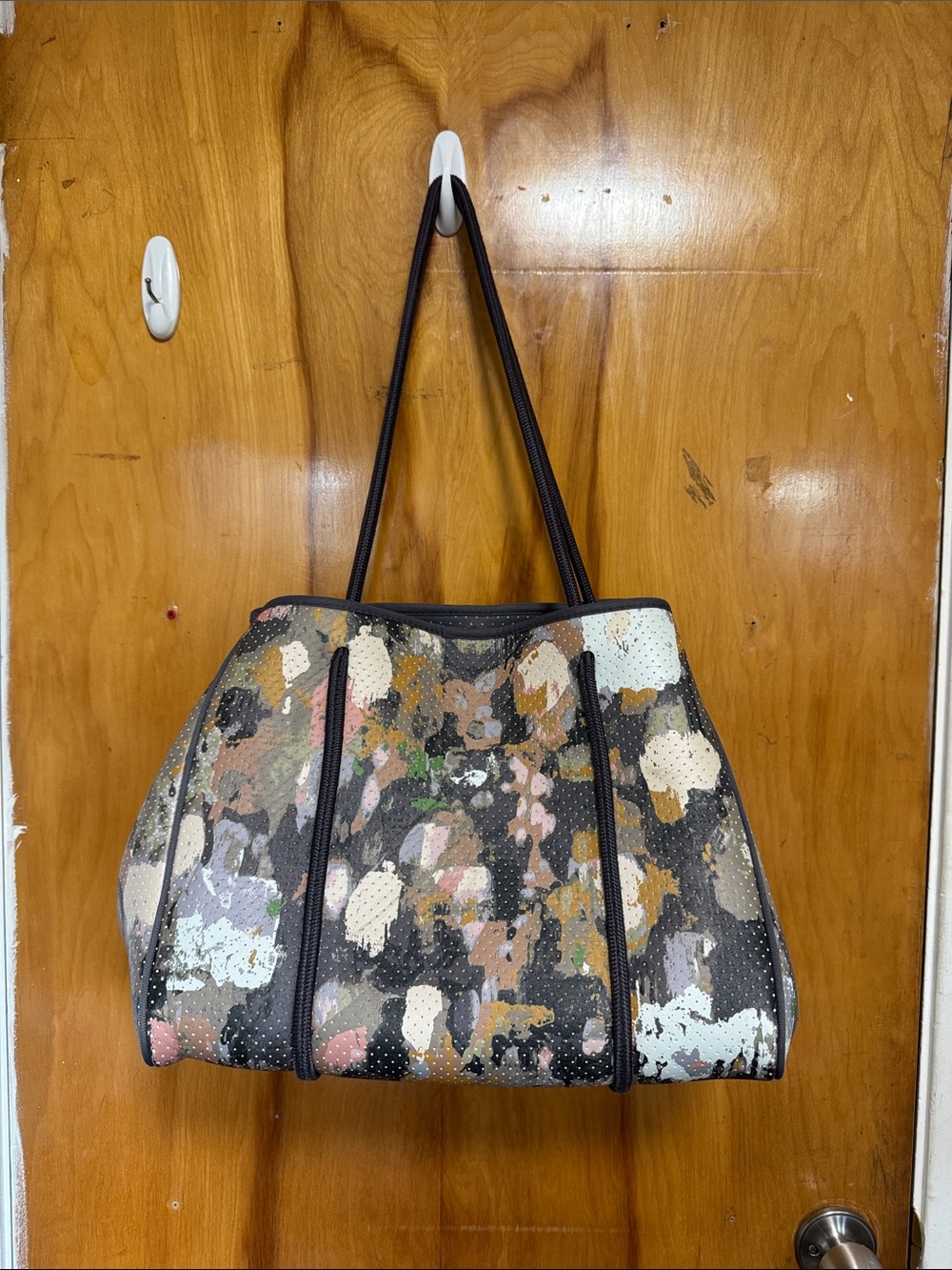 Paint-Splatter Neoprene Tote Bag - Multicolor